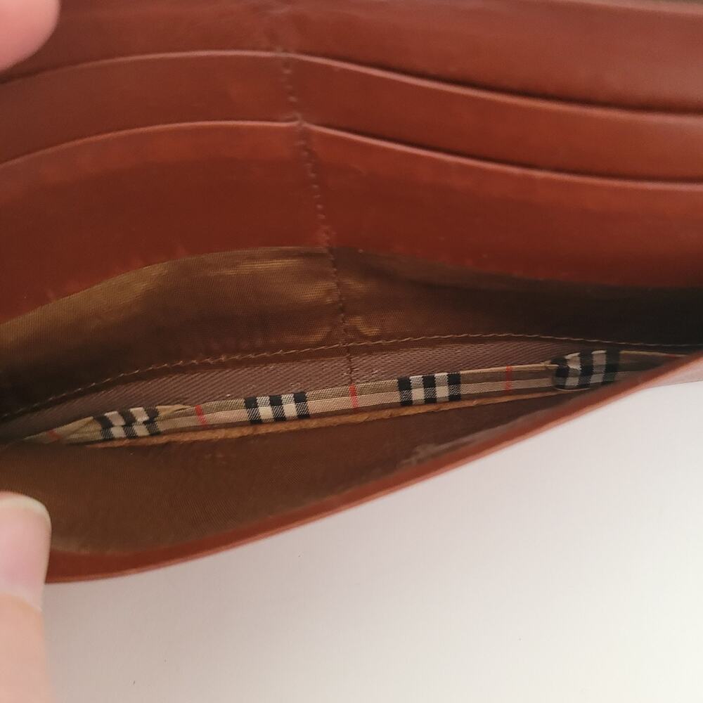 Burberry Leather Wallet Brown Clutch Logo Large Nova Designer Vintage Slim - Picture 6 of 14